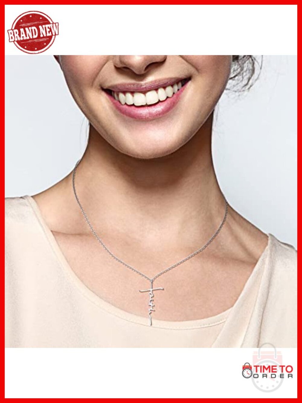 925 Sterling Silver Cross Pendant Necklace 18K White Gold Plated Faith Necklace - Picture 2 of 6